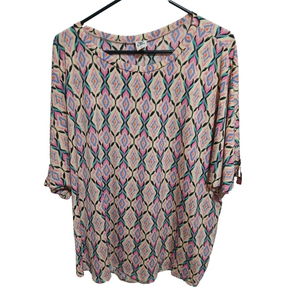 Sew In Love Women's  Print Short Sleeve Top Multicolor 2xl